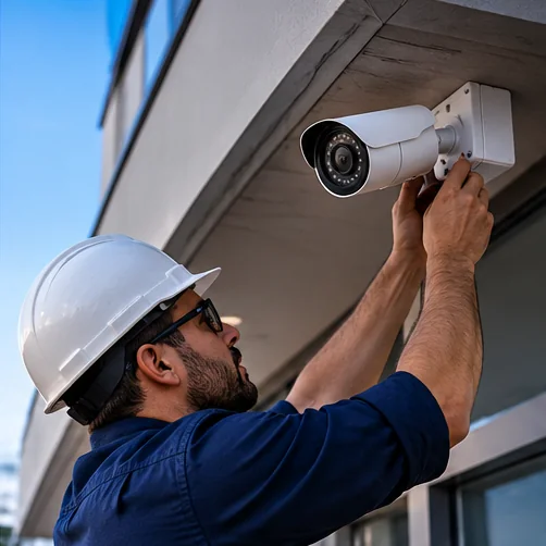Illustration of Professional camera installation